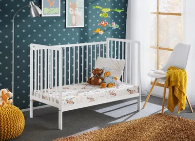 Produktbild von Babybett Schlafzimmer Kinderbett Möbel Kinderzimmer Designer weiß Möbel Neu