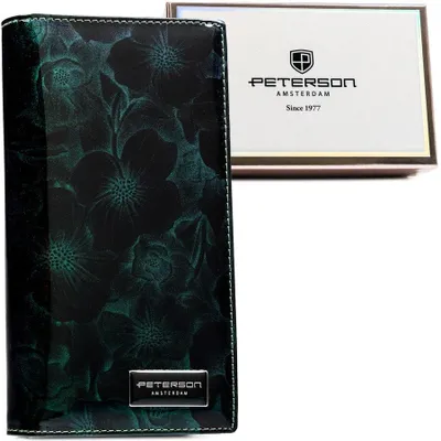 Obrázek produktu pro Peterson dámská peněženka zelená lakovaná květy RFID 19x10 cm