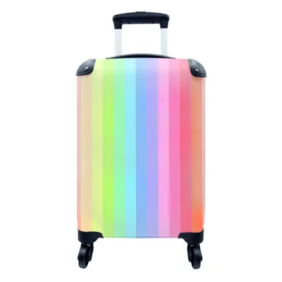 Produktbild von MuchoWow® Koffer Handgepäck Trolley Rollkoffer Kleine Reisekoffer mit 4 Rollen - Regenbogen - Muster - Pastell - Cabin Size < 55x40x23 cm & 55x40x20 cm - Fotokoffer - Kabinenkoffer - Boardgepäck - Reise-Box - Reisekoffer - Reisegepäck - Koffer mit Bild - Trolley für Kinder