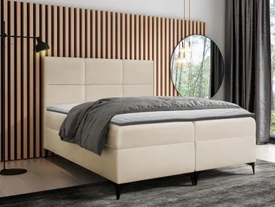 Obrázek produktu pro Americká manželská postel 200x200 NIEVE - smetanová + topper