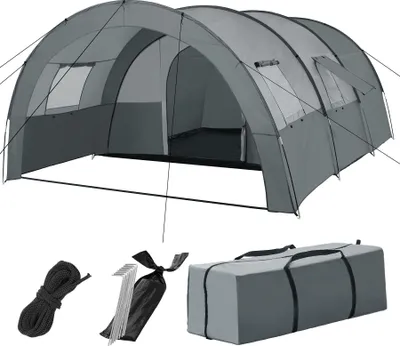 Image de Tente tunnel Roskilde pour 6 personnes - gris clair/gris foncé