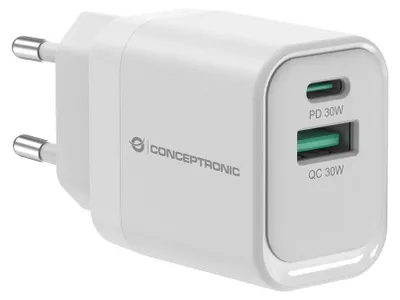 Zdjęcie produktu dla Ładowarka CONCEPTRONIC 2-portowa GaN USB-C/A    33 W PD 3.0/PPS