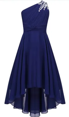 Produktbild von Elegantes Ein-Schulter Hochzeitskleid für Mädchen | Festliches Blumenmädchenkleid | Lang, ideal für Abendveranstaltungen | Größe 158-164 cm