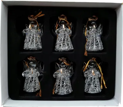 Produktbild von 6 stk. Christbaumschmuck Glas Engel Weihnachtskugeln Weihnachtsbaum Schmuck Gold