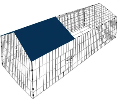 Produktbild von CADOCA® Freilaufgehege 180x75x75cm Sonnenschutz Auslauf Garten Kaninchenstall Hasenstall Kleintierauslauf Dachstoff Blau