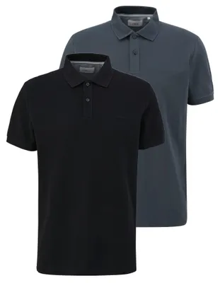 Produktbild von s.Oliver Herren Poloshirt, 2er Pack - Basic, Polokragen, Baumwolle, einfarbig Schwarz/Dunkelgrau 2XL