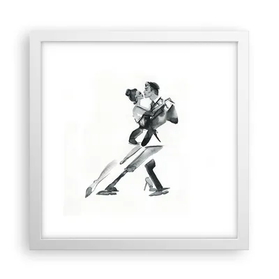 Produktbild von Gerahmtes Poster - Weißer Rahmen - Tango Zeichnen Schwarzweiß - 30x30 cm - Wand Bild - Wanddeko - Wandbilder - Wandposter - Bilderrahmen - Bilder - Kunstdruck - Wandbild - P2WAC30x30-4300