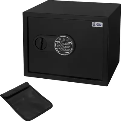 Zdjęcie produktu dla ECD Germany Sejf Sejf 27L 38x30x29,5cm stalowy sejf ścienny z ognioodporną kieszenią cyfrowa klawiatura do biżuterii, gotówki meble sejf kod PIN i klucz