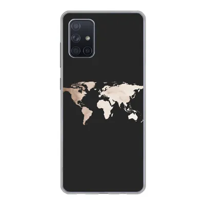 Produktbild von MuchoWow® Handyhülle Schutzhülle Hülle für Samsung Galaxy A51 Weltkarte - Leder - Schwarz Silikon Softcase Handy Hülle - Schutzabdeckung