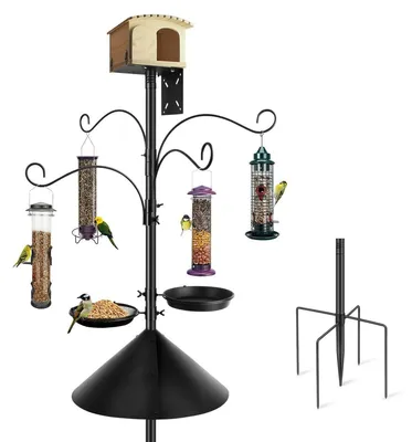 Produktbild von Vogelfutterstation Vogelfutterhaus Futtersäule - Metall - Schwarz - 232 cm