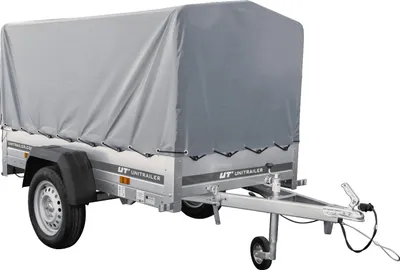 Zdjęcie produktu dla Przyczepka samochodowa 200x106 UNITRAILER GARDEN 200 KIPP ze stelażem H-800 i plandeką szarą
