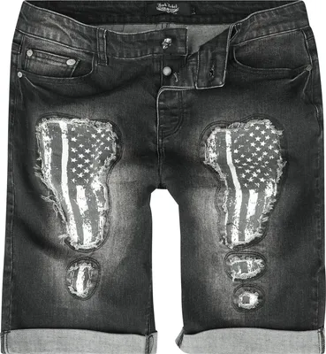 Produktbild von Rock Rebel by EMP Herren Shorts mit unterlegten Cut-Outs im Flag-Design 34