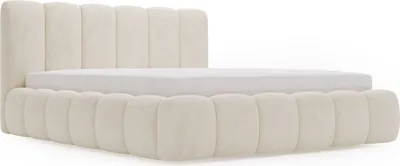 Obrázek produktu pro GRAINGOLD Exkluzivní čalouněná postel Canico 160x200 cm - Designová postel s roštem a podnožkou - béžová (Monolit 04)