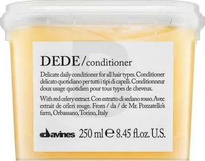 Obrázok produktu pre Davines Dede Conditioner, Unisex, Všetky typy vlasy, Rozčesávanie, Hydratačný, Výživný, Ochrana, Zmäkčovadlo, 250 ml, Nádoba, AQUA / WATER / EAU, CETEARYL ALCOHOL, BEHENTRIMONIUM CHLORIDE, GLYCERIN, HYDROXYPROPYL STARCH...
