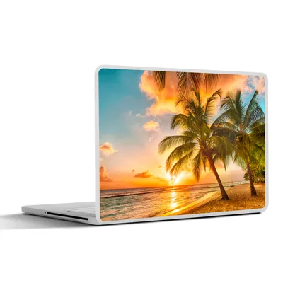 Produktbild von MuchoWow® Laptop Aufkleber Sticker Cover Strand - Meer - Gold - Sonnenuntergang 25x18 cm - Laptop-Deko