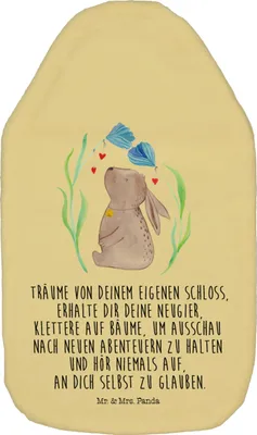 Produktbild von Mr. & Mrs. Panda Wärmflasche Hase Blume - Gelb Pastell - Geschenk, Wärmekissen, Wärmeflasche, Kaninchen, mit Bezug, Schwangerschaft, Träume, wärmebeutel, Ostern, Geburt