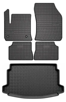 Image de Tapis en caoutchouc + bac de coffre pour Jeep Avenger(j) 2023- (plancher haut) – 5 pièces, noirs, sur mesure