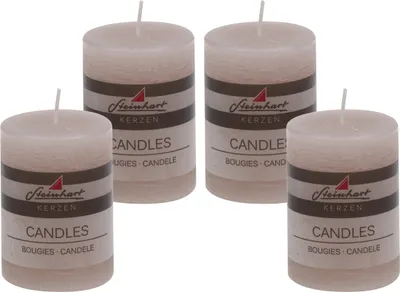 Produktbild von 4er Set Adventskranzkerzen "Raureif" Taupe 80/58 mm