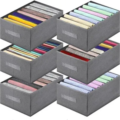 Produktbild von Kleiderschrankorganizer, 6-teilig, stapelbar, für Kleiderschränke, Kleidungsorganizer, Kleidungsbox mit Griff (7 Fächern)