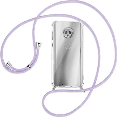 Produktbild von Handykette Backcover-Schutzhülle mit Band (Metall silberfarben) für Motorola Moto G6 - violett