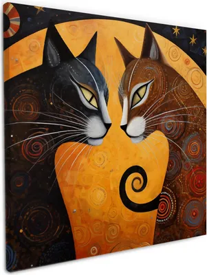 Produktbild von Wallario Premium Leinwandbild Katzen im Mondlicht in Größe 50 x 50 cm
