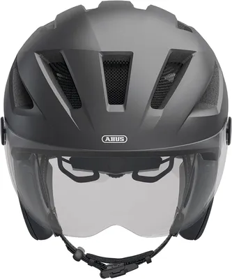 Immagine prodotto di ABUS casco da città Pedelec 2.0 ACE - casco da bici con luce posteriore, visiera, parapioggia, protezione per le orecchie - per uomo e donna - grigio scuro, , misura L (56-62 cm)