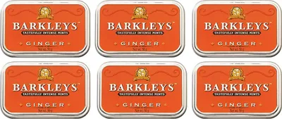 Immagine prodotto di Barkleys Ginger Pastilles gusto zenzero in barattolo di metallo da 50g confezione da 6 pezzi