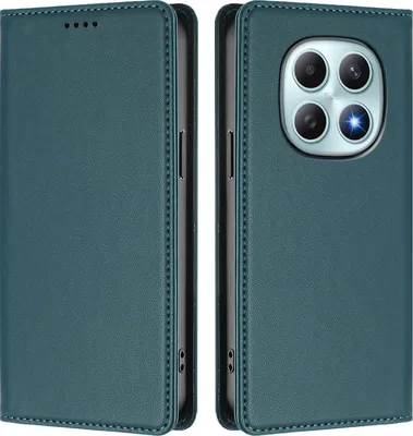 Produktbild von Handyhülle für Xiaomi Redmi Note 15 4G, Kunstleder Klapphülle Stoßfeste Magnetische Hülle mit Ständer Grün