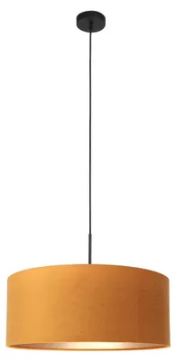 Produktbild von Steinhauer Pendelleuchte Sparkled Light 1-flammig Mattschwarz / goldener Schirm 50x50cm