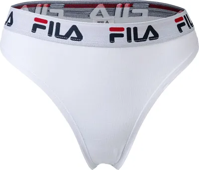 Image de String FILA pour femme - Taille normale, large bande à logo, coton, blanc uni, taille L (Large)