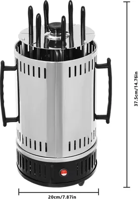 Produktbild von Vertikaler Elektrogrill - SW-6 Rotisseriegrill - 1000 W - Edelstahl - Automatische Rotation - Für Kebab & Shawarma - Schwarz