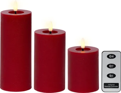 Immagine prodotto di Candele di cera Lumineo LED, 3 pezzi con telecomando