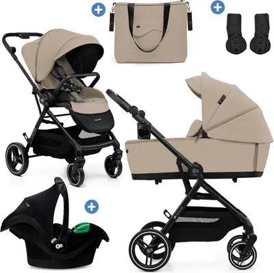 Image de Kinderkraft Yoxi 3in1 Poussette avec nacelle & siège auto i-Size, pivotante, pliable compacte, increvable, Beige