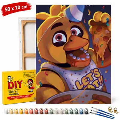 Obrázek produktu pro Obraz k vybarvení podle čísel s rámečkem Chica FNAF 50x70 cm