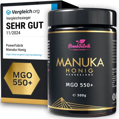 Produktbild von Manuka Honig | MGO 550+ | 500g | HALAL | Das ORIGINAL aus NEUSEELAND | Im Glas | 100% natürlich | PowerFabrik