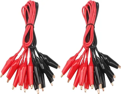 Produktbild von 20 Stück krokodilklemmen mit Kabel Messleitungs-Set, Doppelklemmen Messleitung (50 cm)