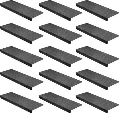 Produktbild von 15er SET StickandShine Stufenmatte in schwarz eckig für Treppenstufen, Treppenstufenmatte zum aufkleben