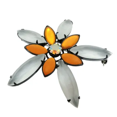 Produktbild von Brosche Anstecknadel 70mm Blüte topas krist-matt schwarz schwarz 70mm