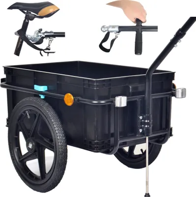 Image de Remorque pour bicyclettes, remorque cargo, remorque de transport pour 2 caisses de bière