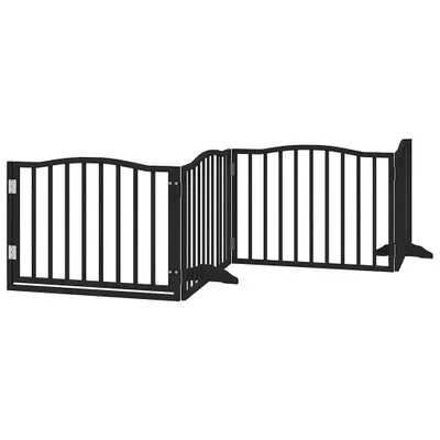 Obrázek produktu pro Psí branka s dvířky, skládací, 4 panely, černá, 320 cm, topolové dřevo