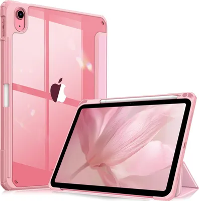 Produktbild von Fintie Hybrid Hülle für iPad (A16) 11 Generation 11 Zoll 2025, iPad 10 Generation 10.9 Zoll 2022 mit Stifthalter - Stoßfeste Schutzhülle mit transparenter Hartschale auf der Rückseite, Rosa