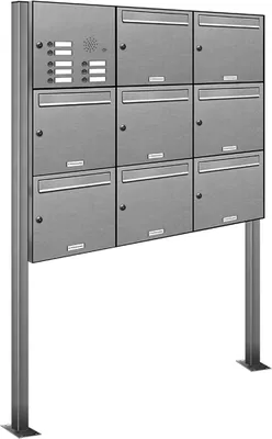 Produktbild von 8er Edelstahl Briefkasten Standanlage Freistehend mit Klingel