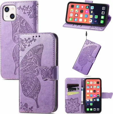 Produktbild von König Design Hülle kompatibel mit Apple iPhone 13 mini Kunstleder Handyhülle - Handy Case Violett