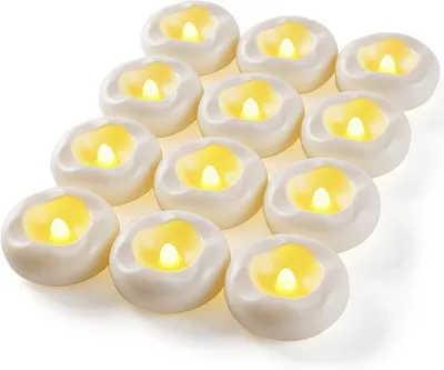 Produktbild von 12 LED-Beleuchtungsschwimmkerzen – 2 Zoll – 180 Stunden Branddauer – für Schwimmbad, Teich, Brunnen, Badezimmer und romantische Dekoration
