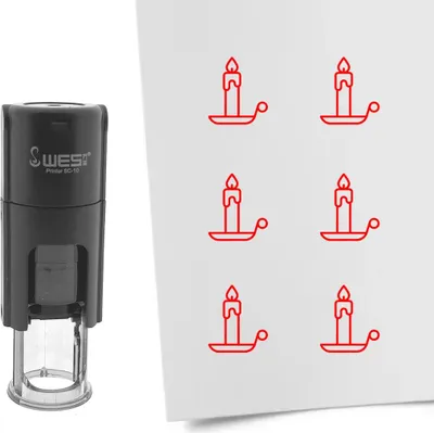 Obrázek produktu pro CombiCraft Stamp svíčka 10mm kulatý červený inkoust - za 1 kus