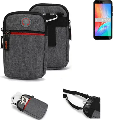 Produktbild von K-S-Trade Holster Gürteltasche kompatibel mit Gigaset GS3 Handy Tasche Schutz Hülle grau Zusatzfächer 1x