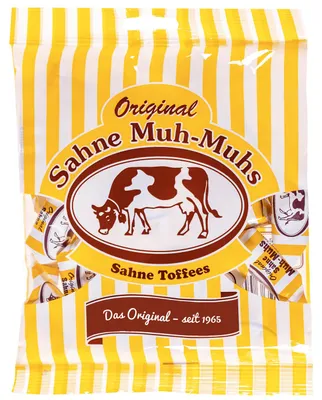Zdjęcie produktu dla Muh Muhs cream toffees oryginalne cukierki śmietankowe pakowane pojedynczo 215g