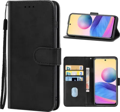 Produktbild von König Design Hülle kompatibel mit Xiaomi Redmi 10 5G Kunstleder Handyhülle - Handy Case Schwarz