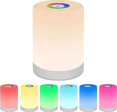 Zdjęcie produktu dla Lampka nocna LED ładowana przez USB z funkcją zmiany kolorów RGB i ściemnianiem, przenośna, inteligentna i dotykowa dla dzieci