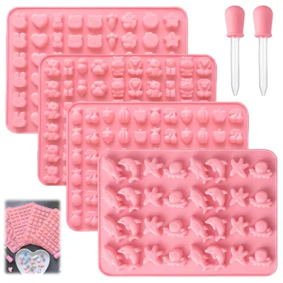 Gummibärchen-Silikonformen, 4er-Set mit 2 Pipetten, BPA-frei
